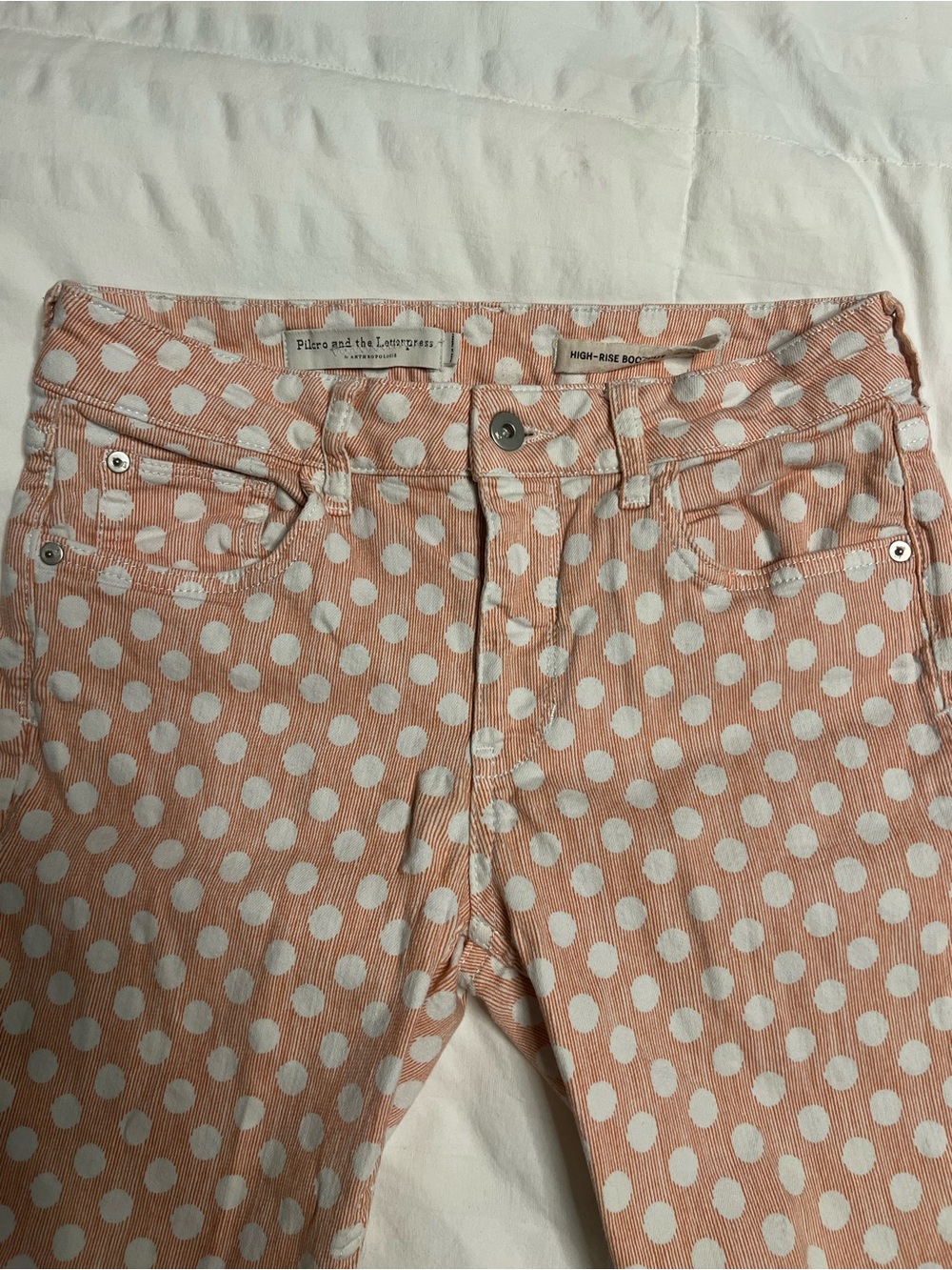 Pilcro and the Letterpress High-Rise Peach Polka Dot Women’s Jeans